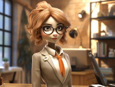 a woman wearing glassesの素材