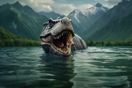 a large animal in the waterの素材