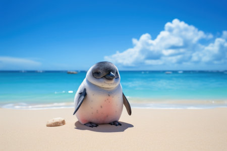 a small penguin on a beachの素材
