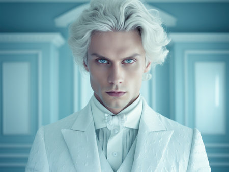 a man with white hairの素材