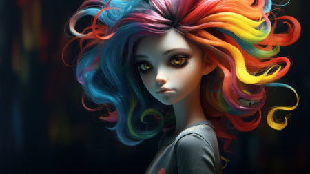 a person with colorful hairの素材