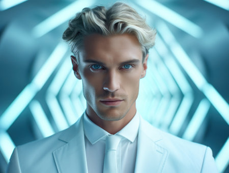 a man with a white suitの素材