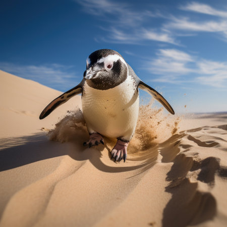 a penguin standing on sandの素材