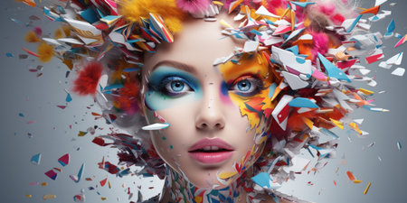 a person with colorful hairの素材