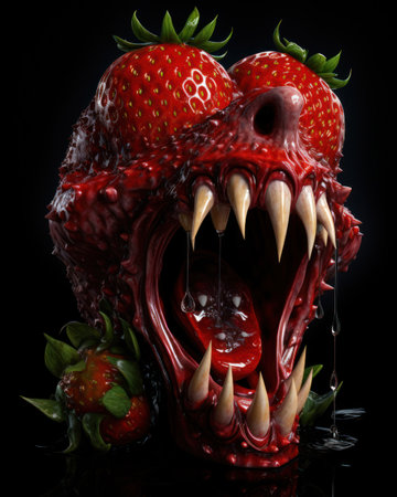 a close-up of a strawberryの素材