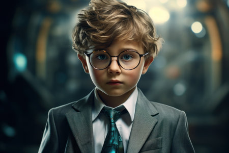 a boy wearing glassesの素材