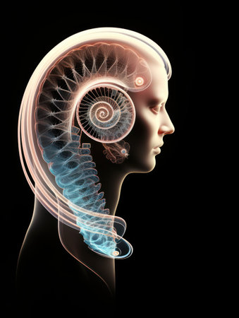 a mannequin head with a white mask and a blue backgroundの素材