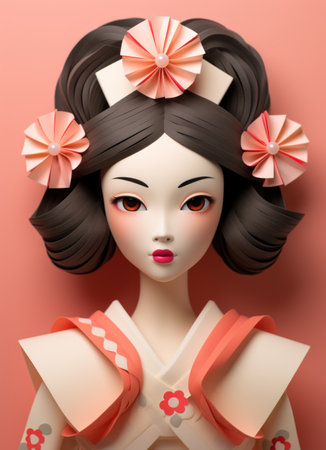 a doll with a flower on its headの素材