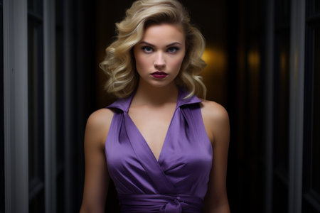 a woman in a purple dressの素材