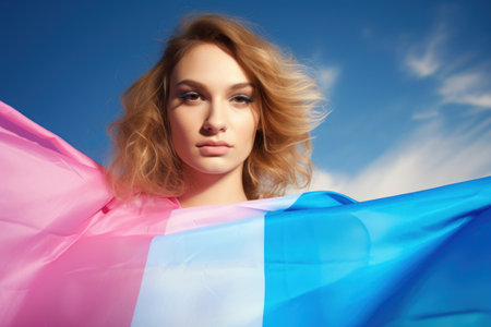 a woman in a pink shirtの素材