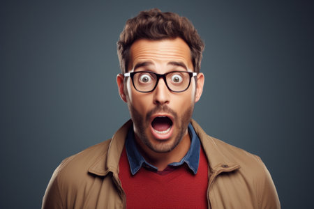 a man with his mouth openの素材