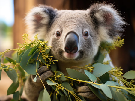 a koala bear in a treeの素材
