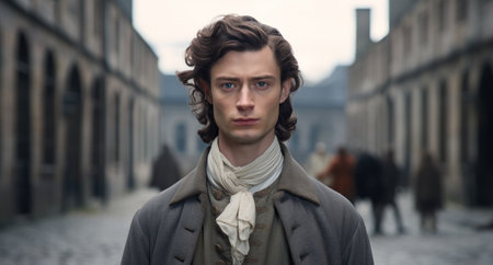 a man with a scarf around his neckの素材