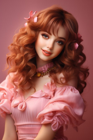 a woman with a pink dressの素材