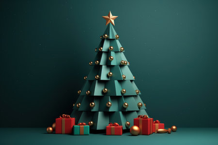 a christmas tree with presentsの素材