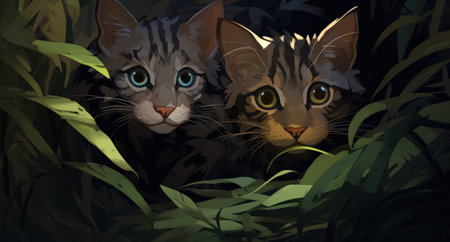 a couple of cats in a treeの素材