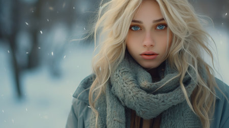 a woman with long blonde hairの素材