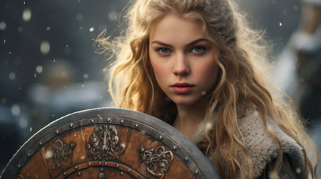 a woman with long blonde hairの素材