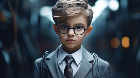 a boy wearing glassesの素材
