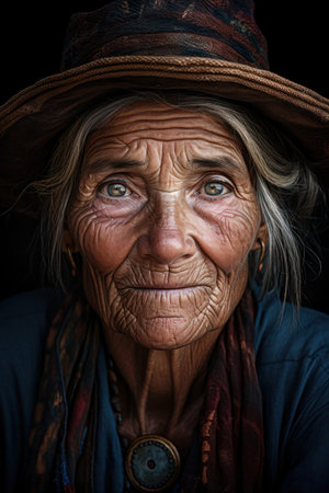 an old man with a hatの素材