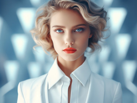 a person with red lipstickの素材