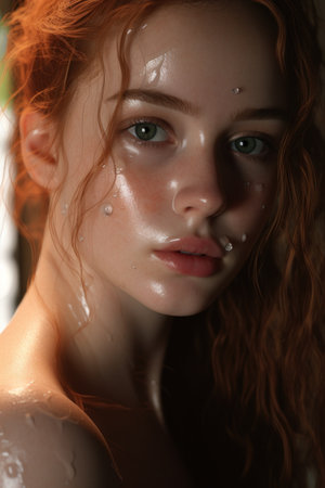 a woman with red hairの素材