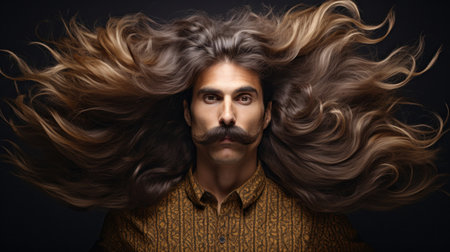 a man with long hairの素材