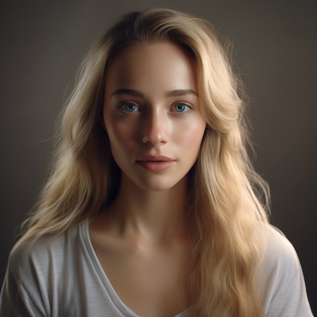 a woman with blonde hairの素材