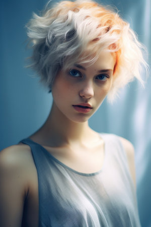 a woman with blonde hairの素材