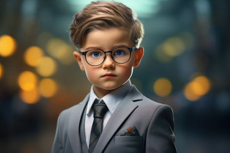 a boy wearing glassesの素材