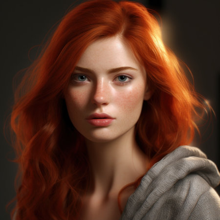 a woman with red hairの素材