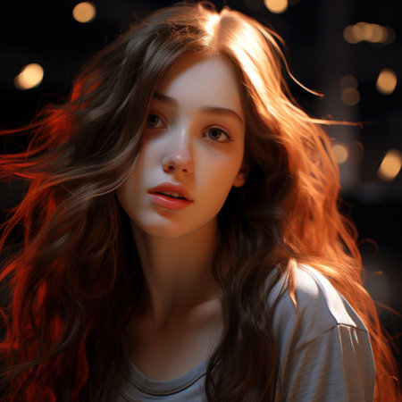 a woman with long hairの素材