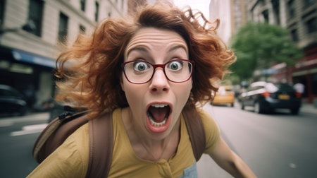 a woman with her mouth openの素材