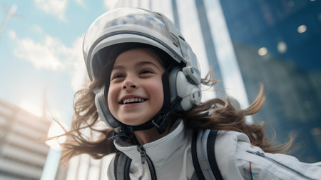 a person wearing a helmet and headphonesの素材