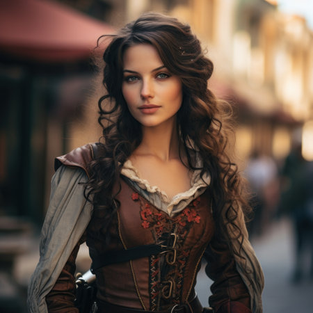 a woman with long hairの素材