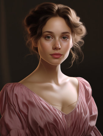 a woman with curly hairの素材