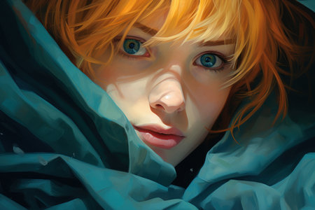 a woman with red hairの素材