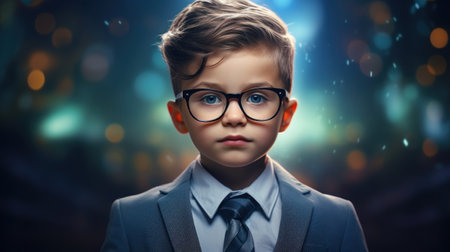 a boy wearing glassesの素材