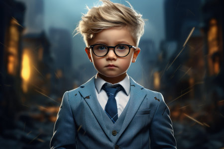 a boy wearing glassesの素材