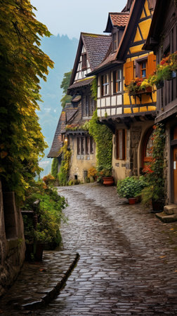 a river with buildings along itの素材