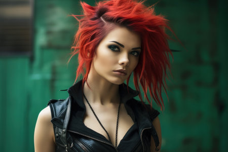 a woman with red hairの素材