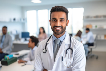 a doctor smiling for the cameraの素材