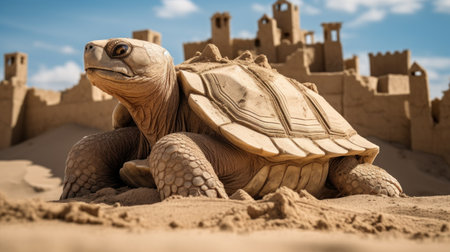 a large sand sculpture of a dinosaurの素材