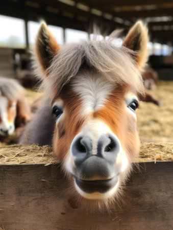 a brown and white horseの素材