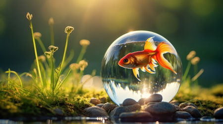 a goldfish in a fish tankの素材