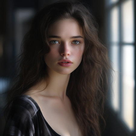 a woman with long hairの素材