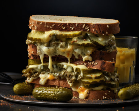 a cheeseburger with picklesの素材