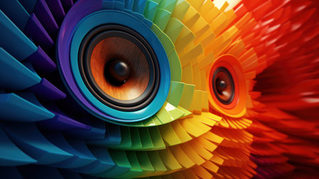 a close up of a colorful fanの素材