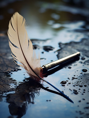a knife on a wet surfaceの素材