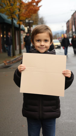 a boy holding a boxの素材